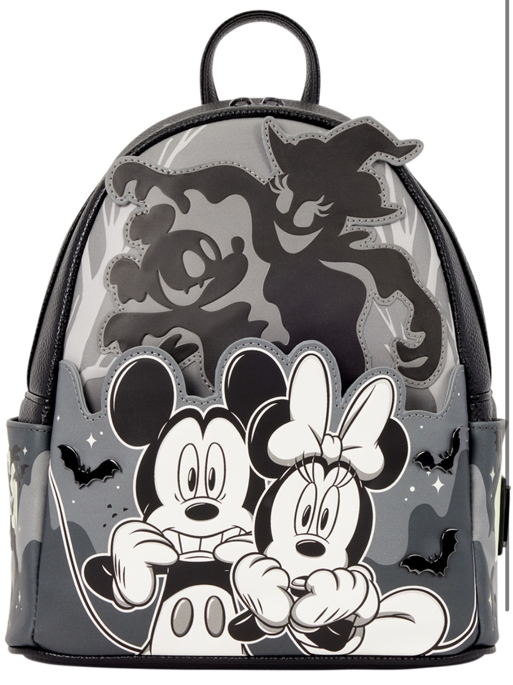 Loungefly Mickey Minnie Spooky Ghost Light Up Glow in the Dark Mini Backpack NWT